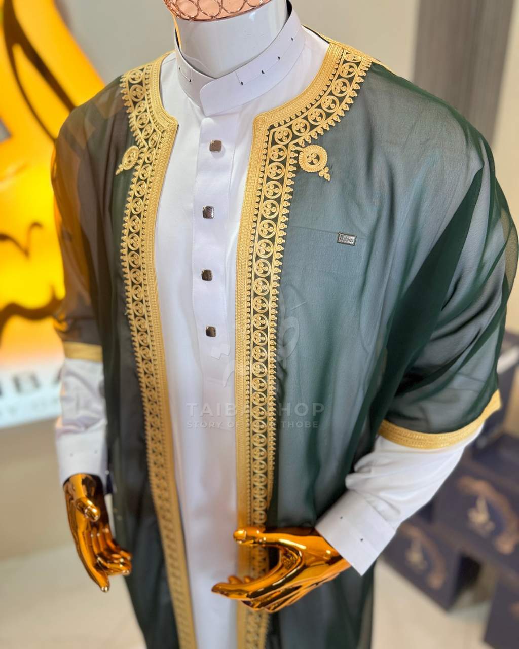 ENSEMBLE QATARI+RIDAA Vert | طقم مناسبات قميص+رداء