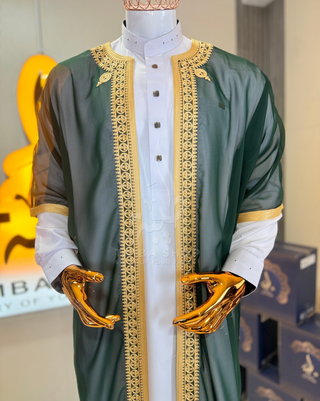 ENSEMBLE QATARI+RIDAA Vert | طقم مناسبات قميص+رداء