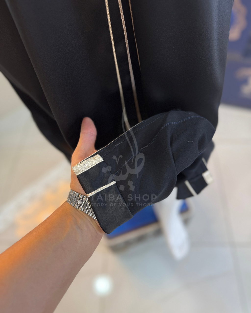 GANDOURA NOIR SatinxCoton كندورة قمة الأصالة